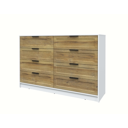 Kомод Тренд КТ-К157 (Белый платинум ЛДСП/ Дуб вотан ЛМДФ) Ш1565 В1020 Г451